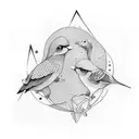 three birds with text tattoo design idea