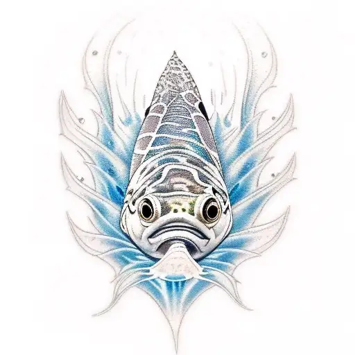 fish oceanic animals in water tattoo design idea