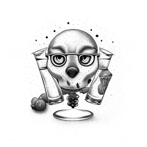"hard liquor mixed with a bit of intellect" tattoo design idea