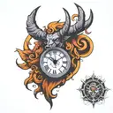 clock horned god  tattoo design idea