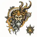 clock horned god  tattoo design idea