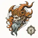 clock horned god  tattoo design idea