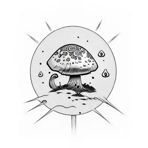 mushroom warrior tattoo design idea