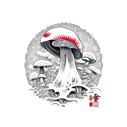 mushroom warrior tattoo design idea