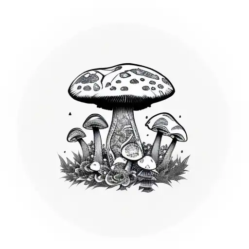 mushroom warrior tattoo design idea