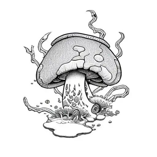 mushroom warrior tattoo design idea