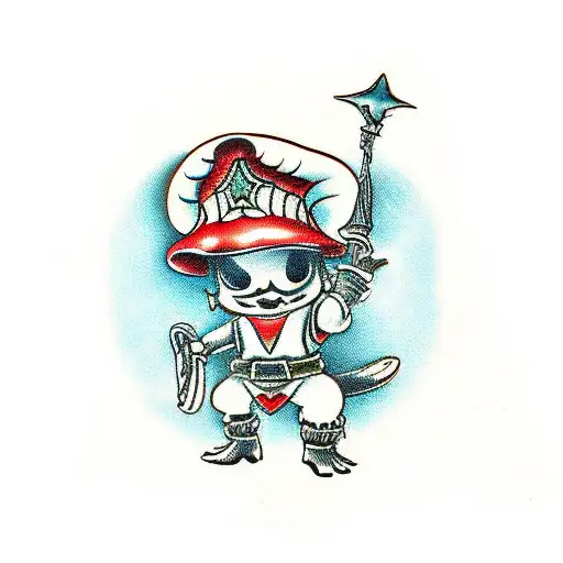 mushroom warrior tattoo design idea