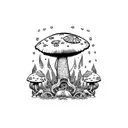 mushroom warrior tattoo design idea
