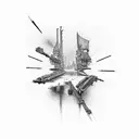 burning bridge tattoo design idea