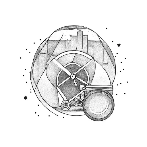 Turntable with vinyl records tattoo design idea