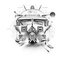 Campervan motorcycle tattoo design idea