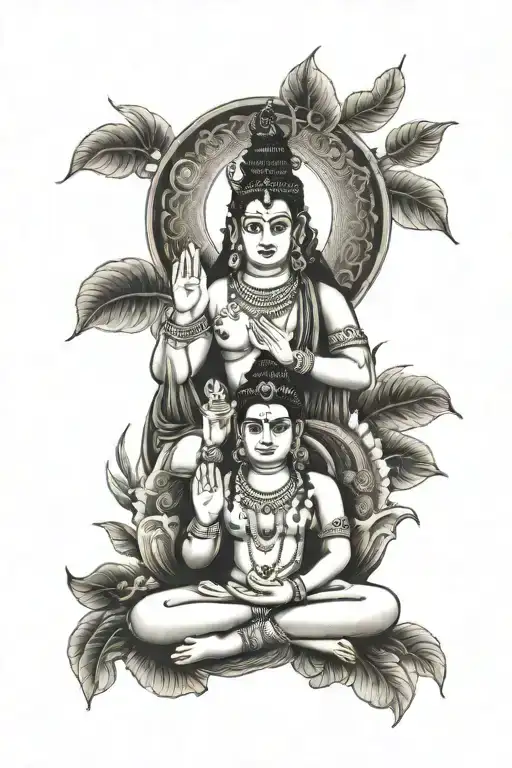 Lord Shiva , lord Devi and Buddha combine   tattoo design idea