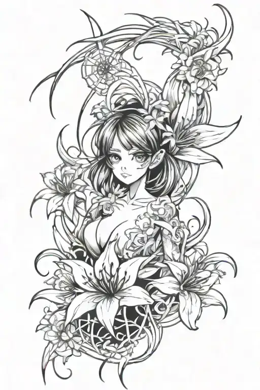 spider lilly flower surrounded tattoo design idea