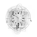 broken clock and dream catcher hanging tattoo design idea