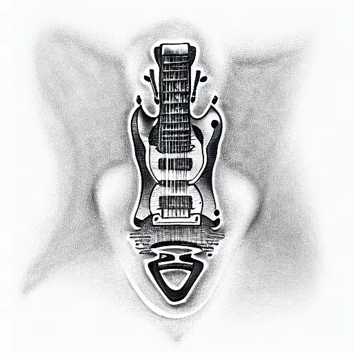biomechanic guitar tattoo design idea