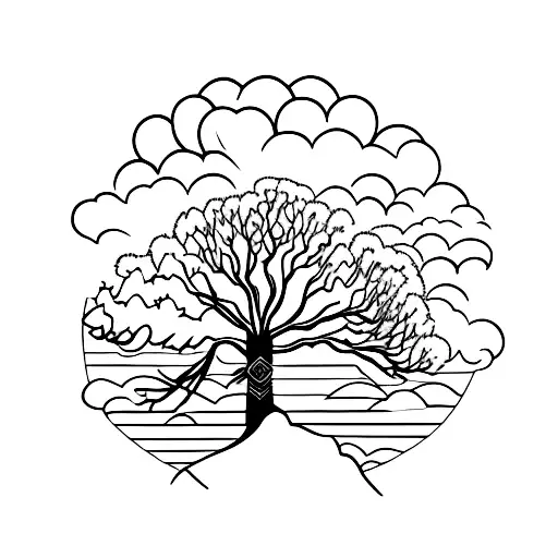 Cypress tree tattoo design idea