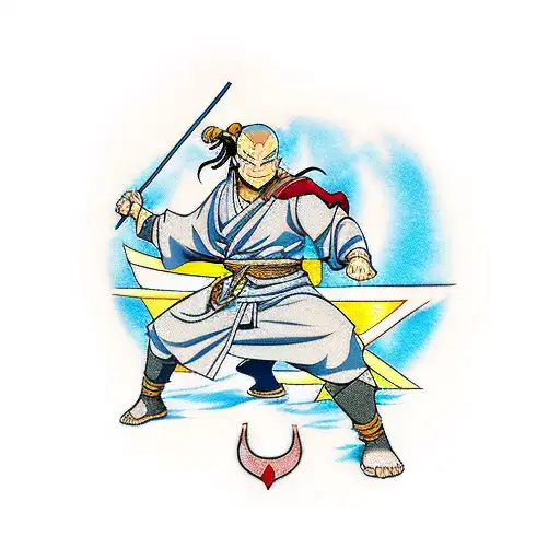 avatar the last airbender japanese kendo anime dc marvel lines heartache struggle tattoo design idea