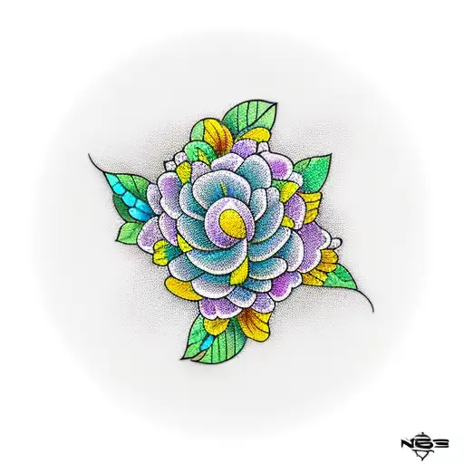 Diamond with flowers tattoo design idea
