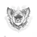 Uma tatuagem de um vitral gótico com detalhes arquitetônicos tattoo design idea