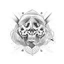 Uma tatuagem de um vitral gótico com detalhes arquitetônicos tattoo design idea