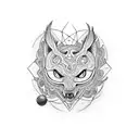 Uma tatuagem de um vitral gótico com detalhes arquitetônicos tattoo design idea