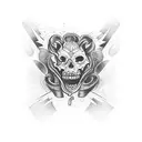 Uma tatuagem de um vitral gótico com detalhes arquitetônicos tattoo design idea