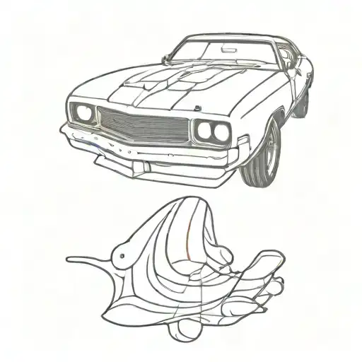 70s muscle car parts tattoo design idea