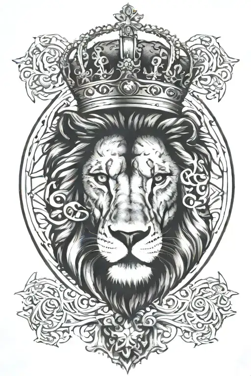 lion with crown and cross in tree eye  tattoo design idea