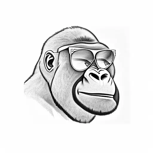 Gorilla with sunglasses and a cap tattoo design idea