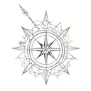 compass snowflake design tattoo design idea