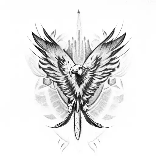 feather with eagle eyes in it tattoo design idea