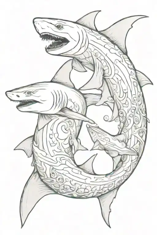 shark in the form of yin and yang tattoo design idea