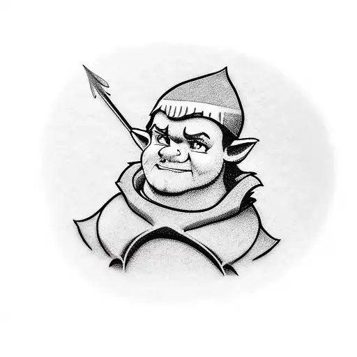 friar tuck from disney's robinhood gambling tattoo design idea