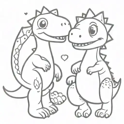 two cute dinosaurs tattoo design idea