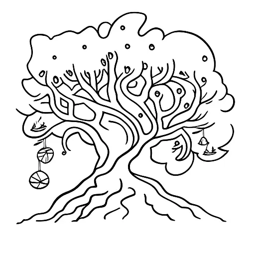 oak tree with little presents  tattoo design idea