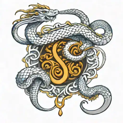 infinity shaped snake dragon tattoo design idea