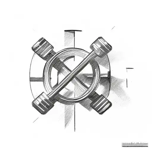 cross with a barbell tattoo design idea