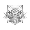 t cross with a weightlifting barbell tattoo design idea