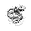 A fierce dragon battling a snake in a manga-inspired style tattoo design idea