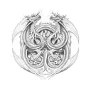 Two Dragon Ouroboros tattoo design idea