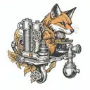 tattoo machine and fox tattoo design idea