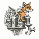 tattoo machine and fox tattoo design idea