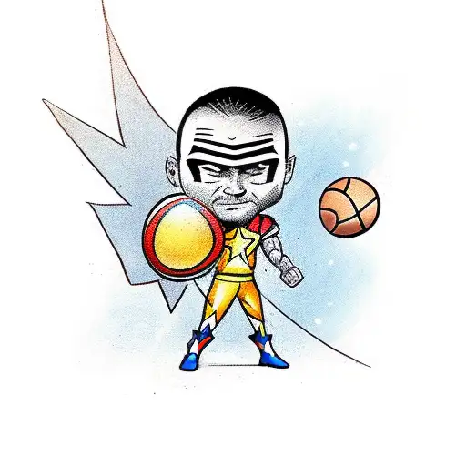 A basketball player in a superhero costume inspired by Marvel characters tattoo design idea