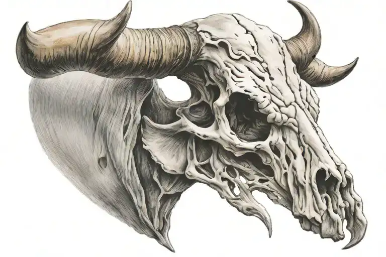 Texas longhorn skull tattoo design idea