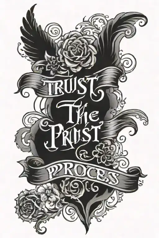 calligraphy '' Trust The Process'' tattoo design idea