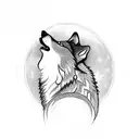 A majestic wolf howling at the moon, with a handball in its mouth and a Nordic rune tattooed on its fur tattoo design idea