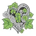 heart resting on puzzles pieces of four leaf clovers tattoo design idea