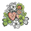 heart resting on puzzles pieces of four leaf clovers tattoo design idea
