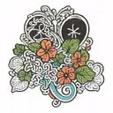 heart resting on puzzles pieces of four leaf clovers tattoo design idea