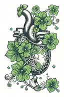 heart resting on four leaf clovers made of puzzles pieces  tattoo design idea